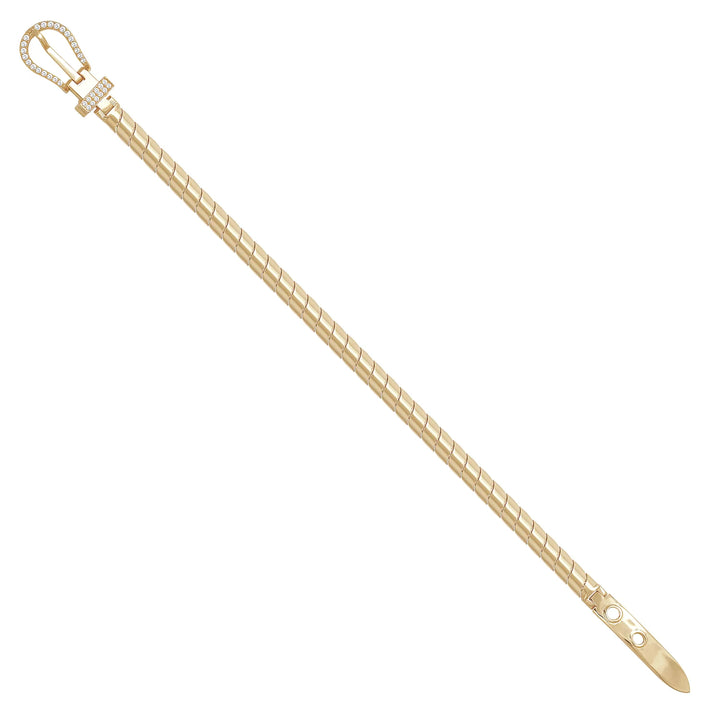 Solid gold braided bracelet, 12.90 g — shown at an angle across the frame.
