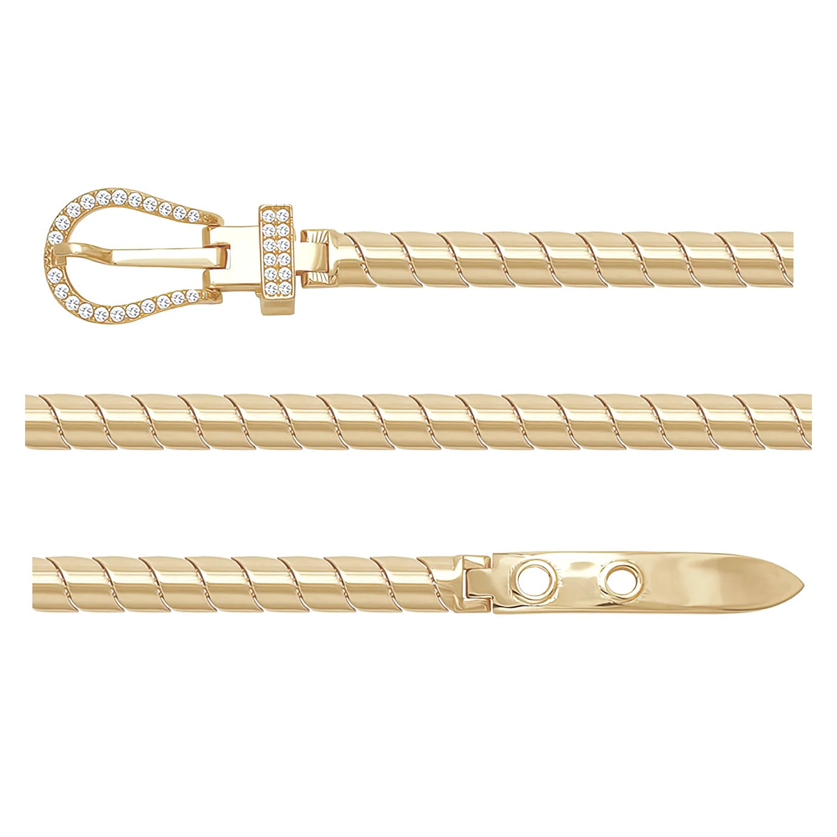 Solid gold braided bracelet, 12.90 g — shown in three rows across the frame.