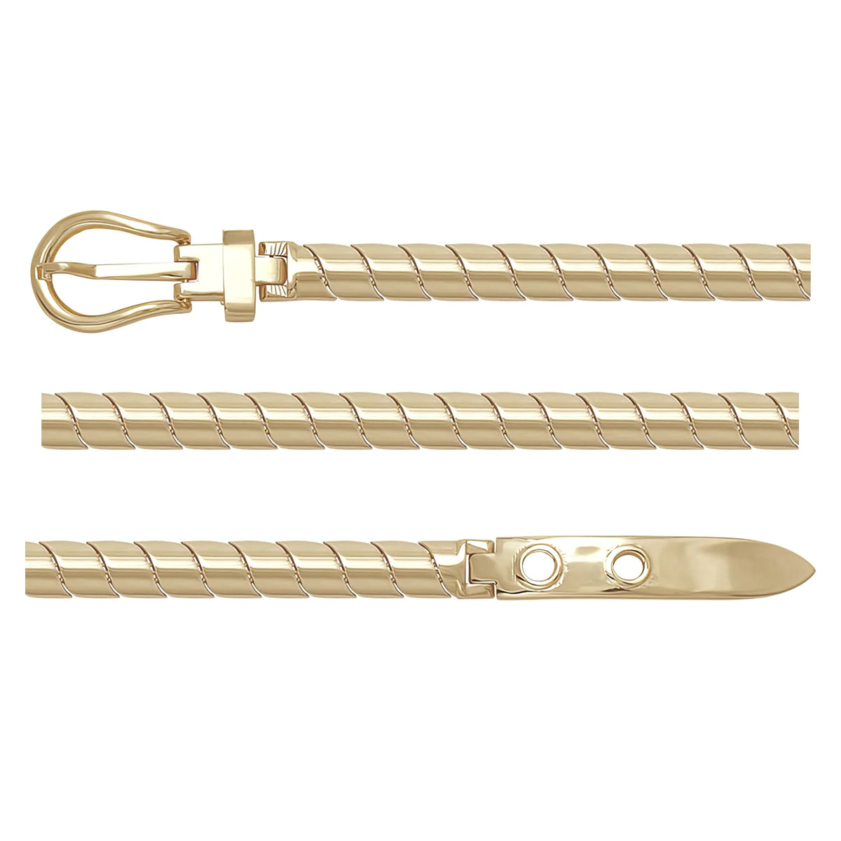 Solid gold braided bracelet, 12.85 g — shown in three rows across the frame.