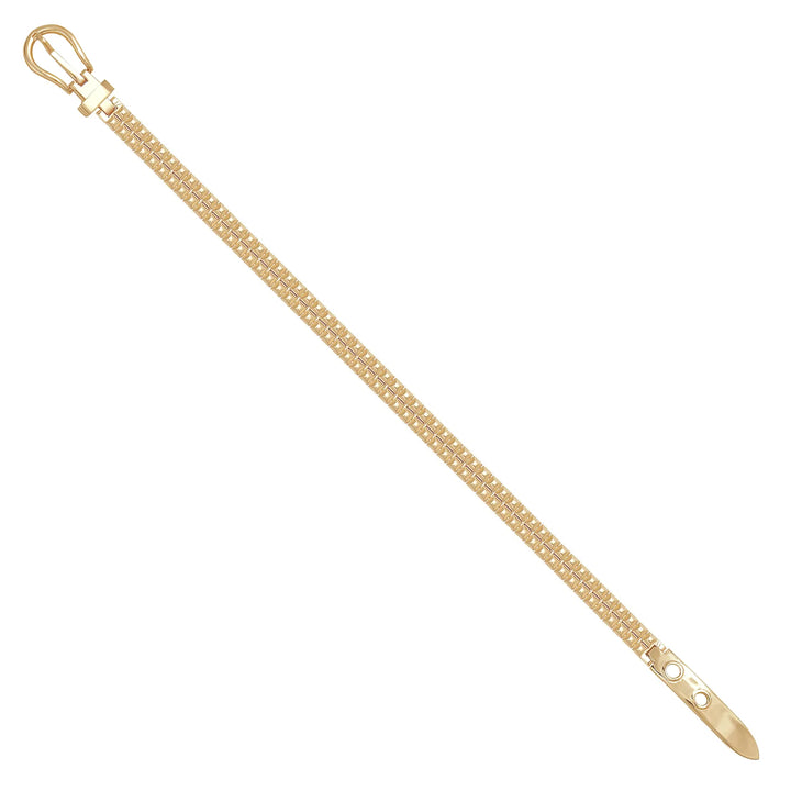 Solid gold bar link bracelet, 11.50 g — shown at an angle across the frame.