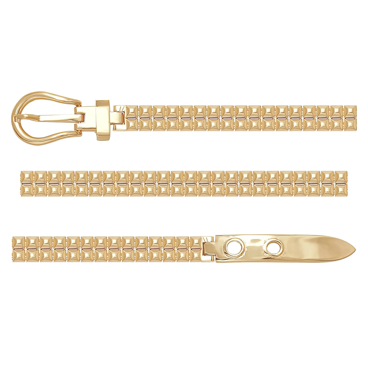 Solid gold bar link bracelet, 11.50 g — shown in three rows across the frame.