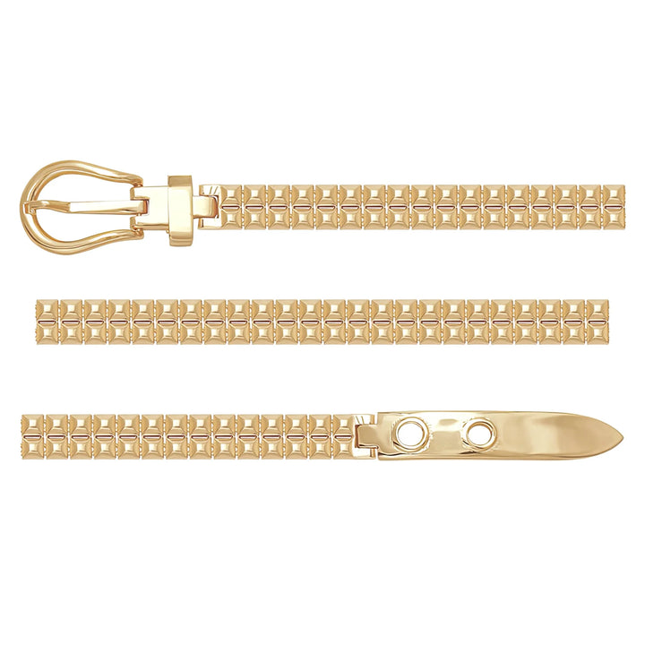 Solid gold bar link bracelet, 11.50 g — shown in three rows across the frame.