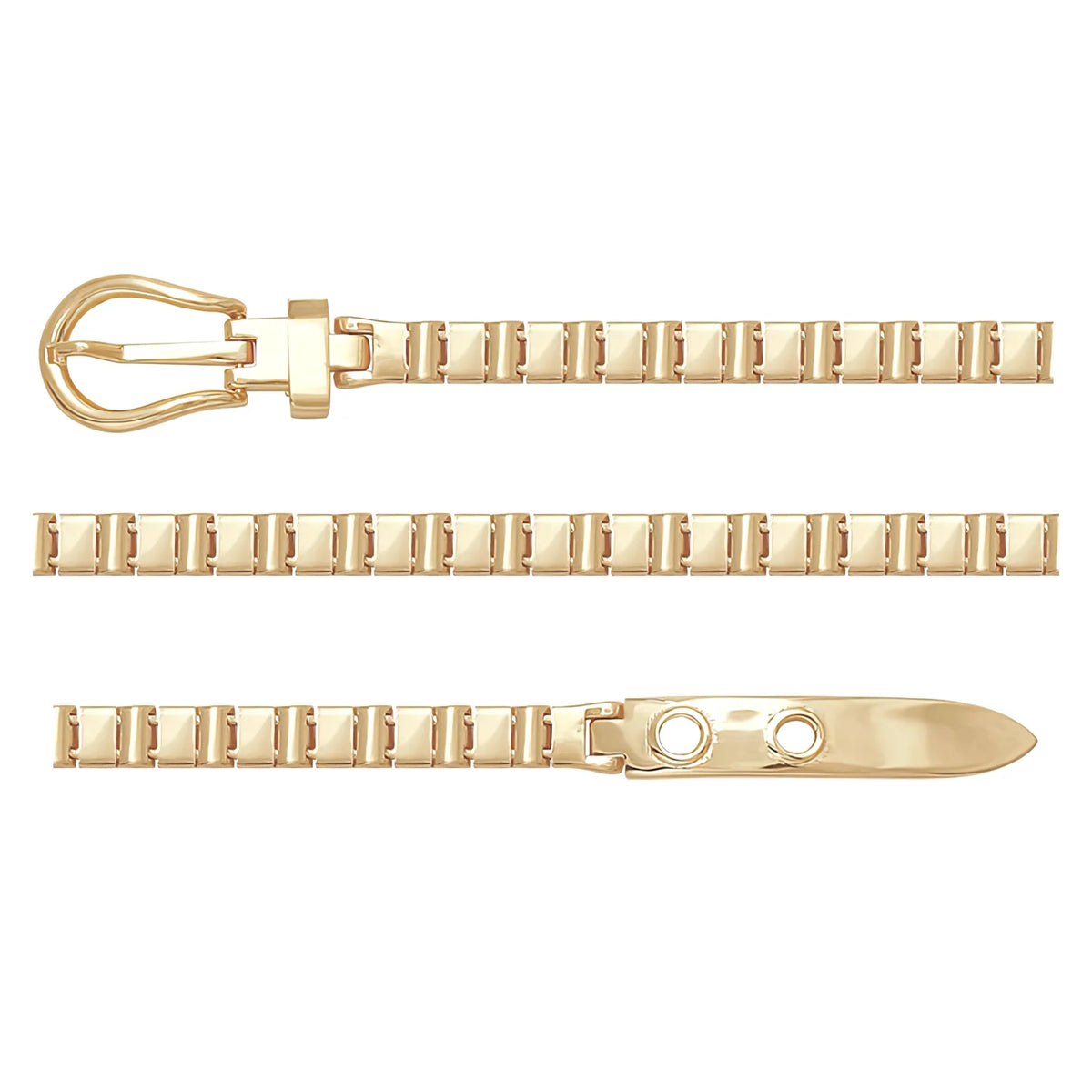 Solid gold bar link bracelet, 10.50 g — shown in three rows across the frame.