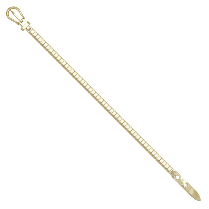 Solid gold braided bracelet, 9.85 g — shown at an angle across the frame.