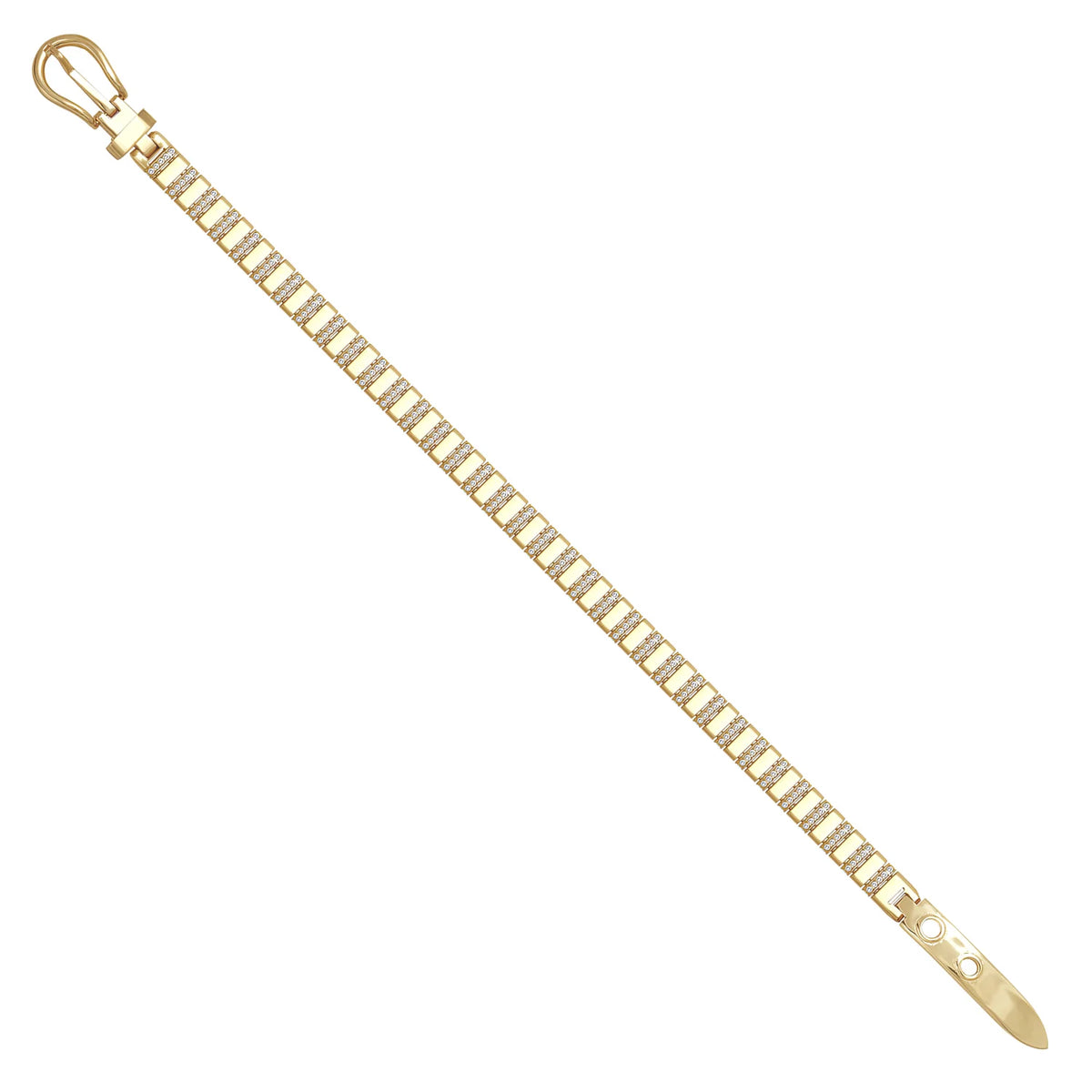 Solid gold bar link bracelet, 10.45 g — shown at an angle across the frame.