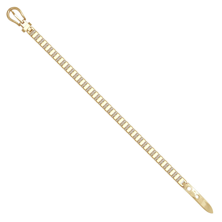 Solid gold bar link bracelet, 10.45 g — shown at an angle across the frame.
