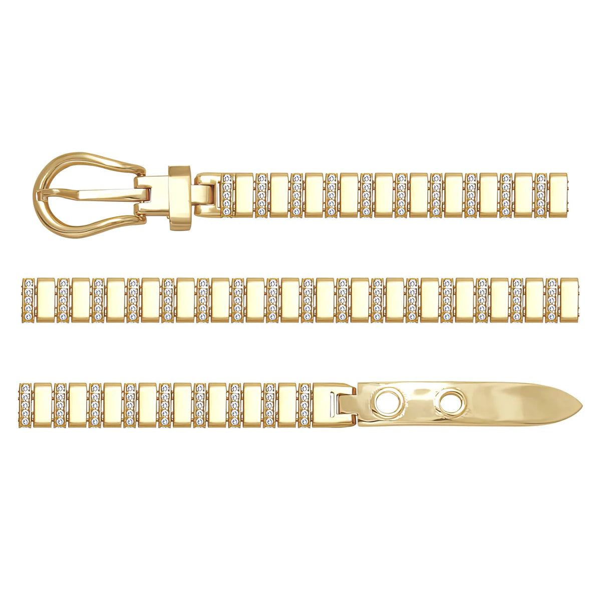 Solid gold bar link bracelet, 10.45 g — shown in three rows across the frame.