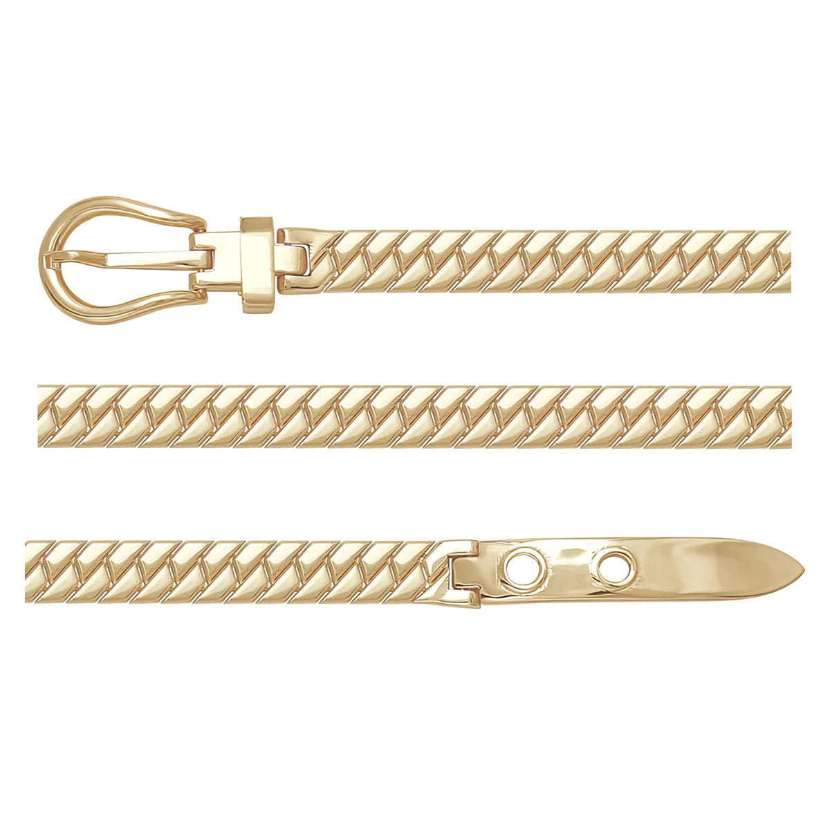 Solid gold braided bracelet, 10.30 g — shown in three rows across the frame.
