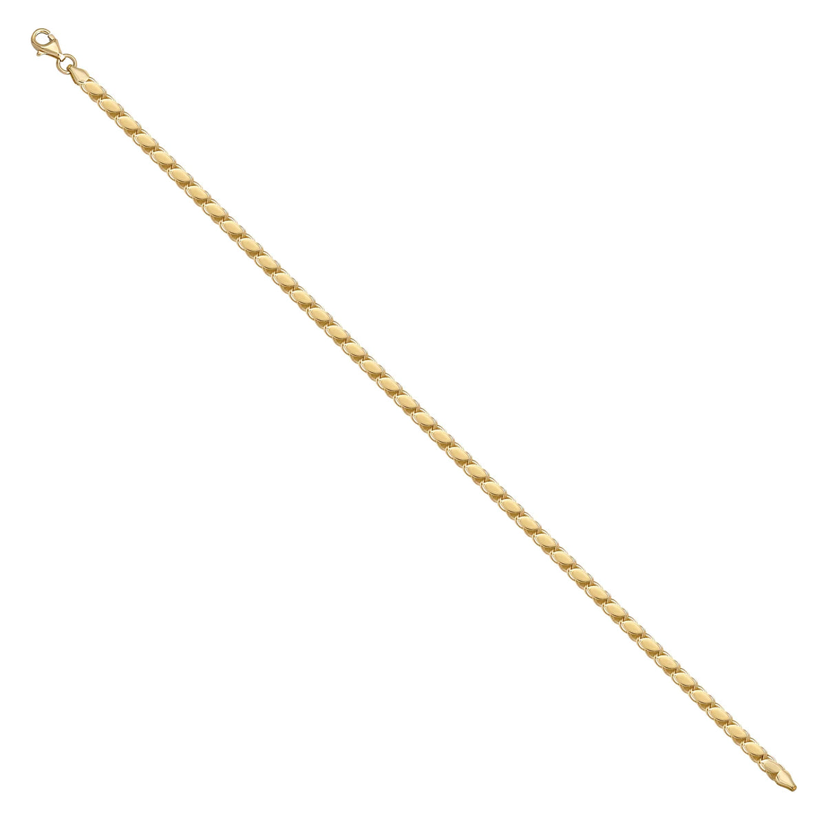 Solid gold braided bracelet, 3.85 g — shown at an angle across the frame.