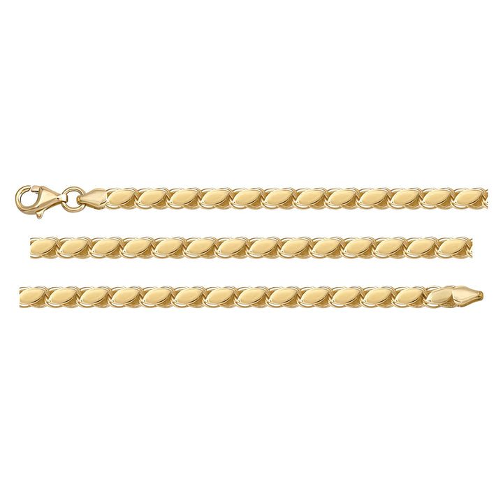 Solid gold braided bracelet, 3.85 g — shown in three rows across the frame.
