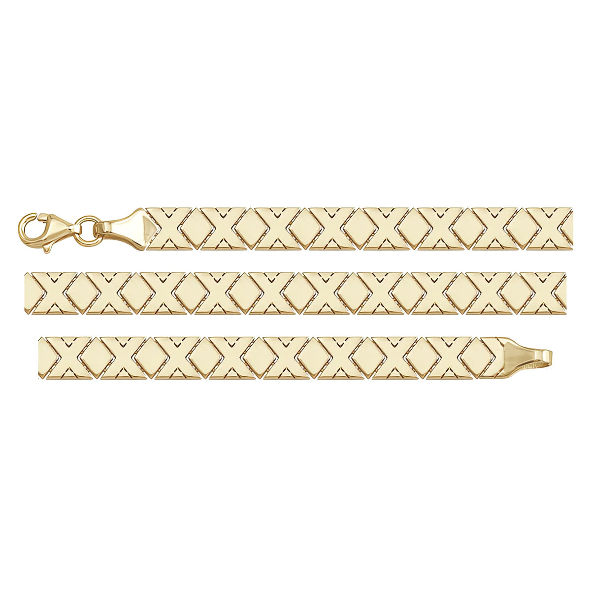 Solid gold id bracelet, 6.25 g — shown in three rows across the frame.