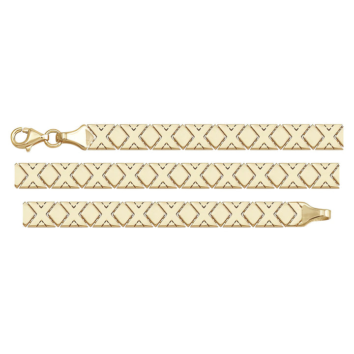 Solid gold id bracelet, 6.25 g — shown in three rows across the frame.