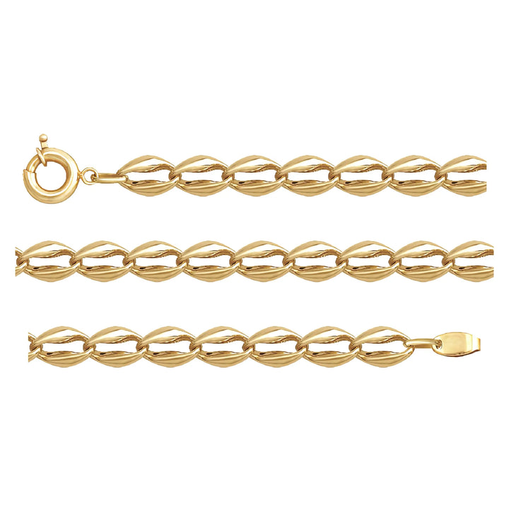 Solid gold mariner bracelet, 8.70 g — shown in three rows across the frame.