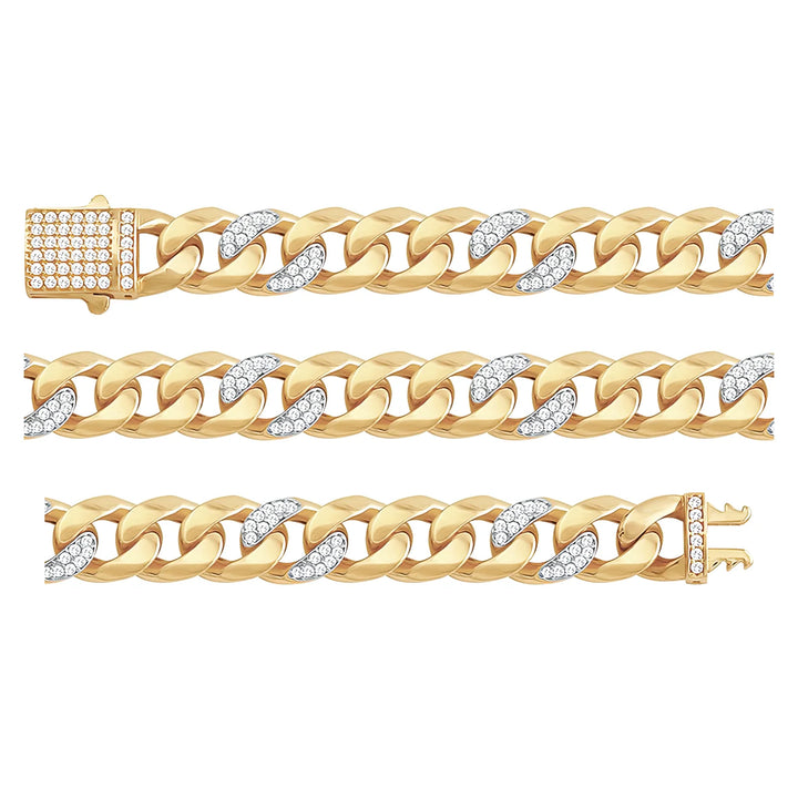 Solid gold curb bracelet, 13.70 g — shown in three rows across the frame.