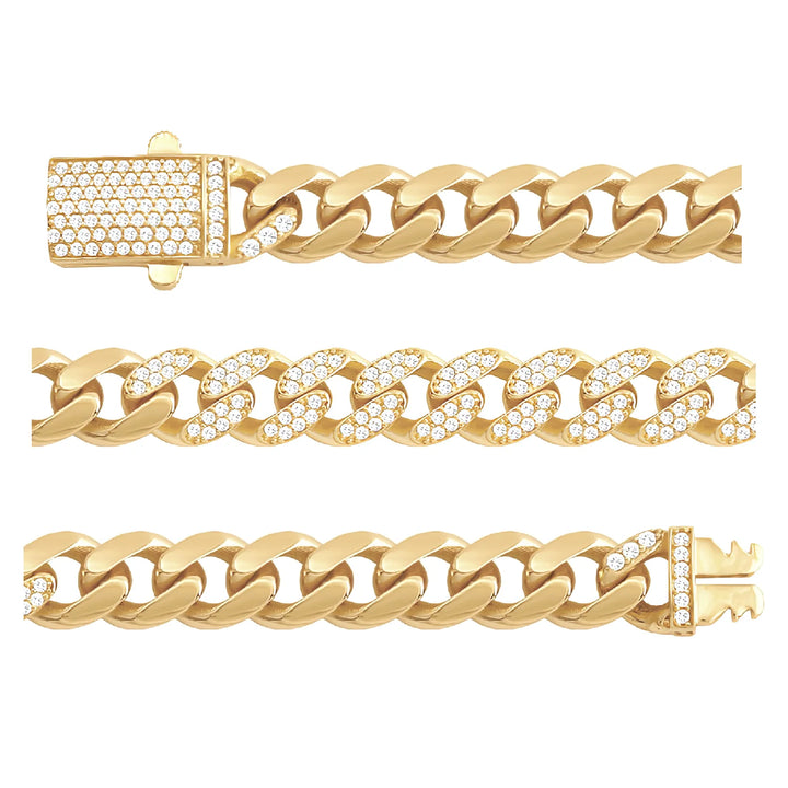 Solid gold curb bracelet, 15.00 g — shown in three rows across the frame.