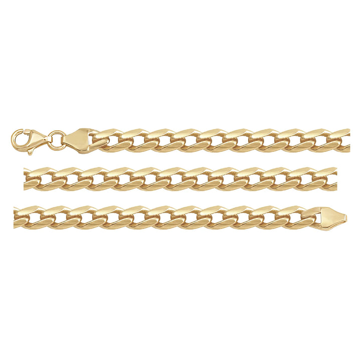 Solid gold curb bracelet, 5.20 g — shown in three rows across the frame.