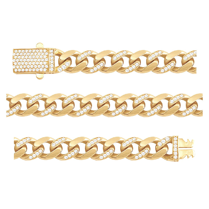 Solid gold curb bracelet, 13.60 g — shown in three rows across the frame.