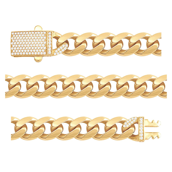 Solid gold curb bracelet, 16.40 g — shown in three rows across the frame.