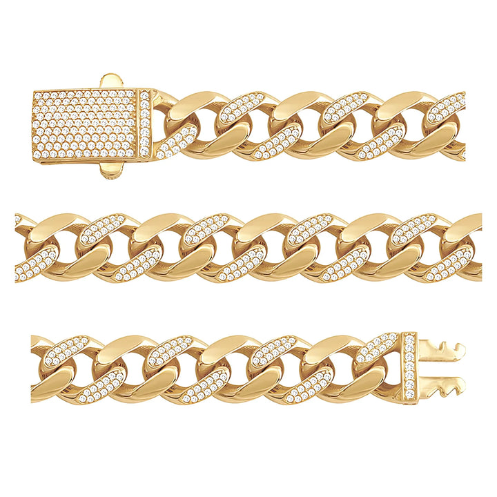 Solid gold curb bracelet, 17.75 g — shown in three rows across the frame.