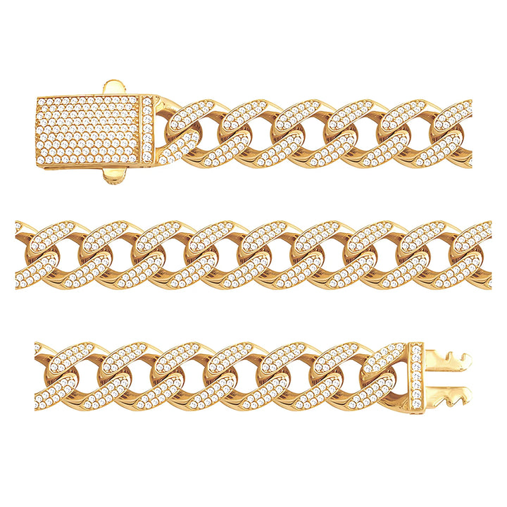 Solid gold curb bracelet, 18.95 g — shown in three rows across the frame.