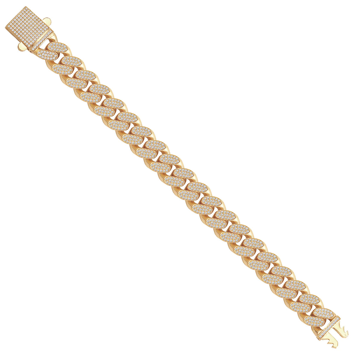 Solid gold curb bracelet, 34.00 g — shown at an angle across the frame.