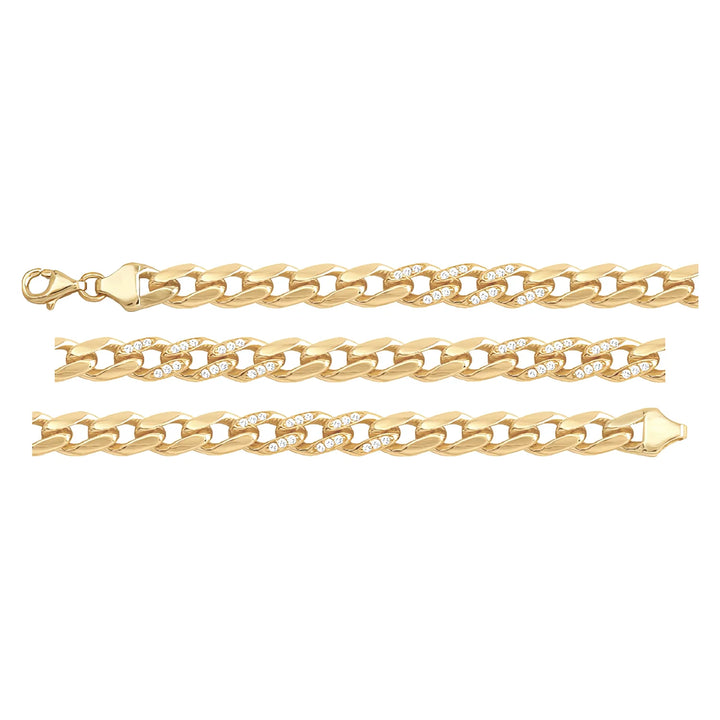 Solid gold curb bracelet, 7.60 g — shown in three rows across the frame.