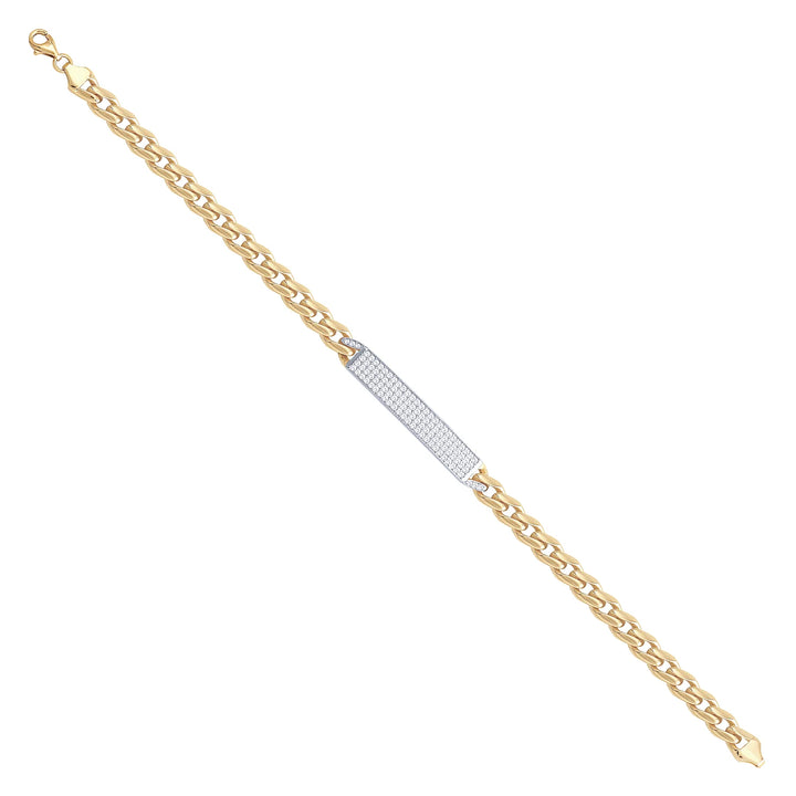 Solid gold tennis bracelet, 9.50 g — shown at an angle across the frame.