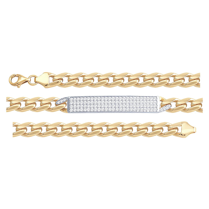 Solid gold tennis bracelet, 9.50 g — shown in three rows across the frame.