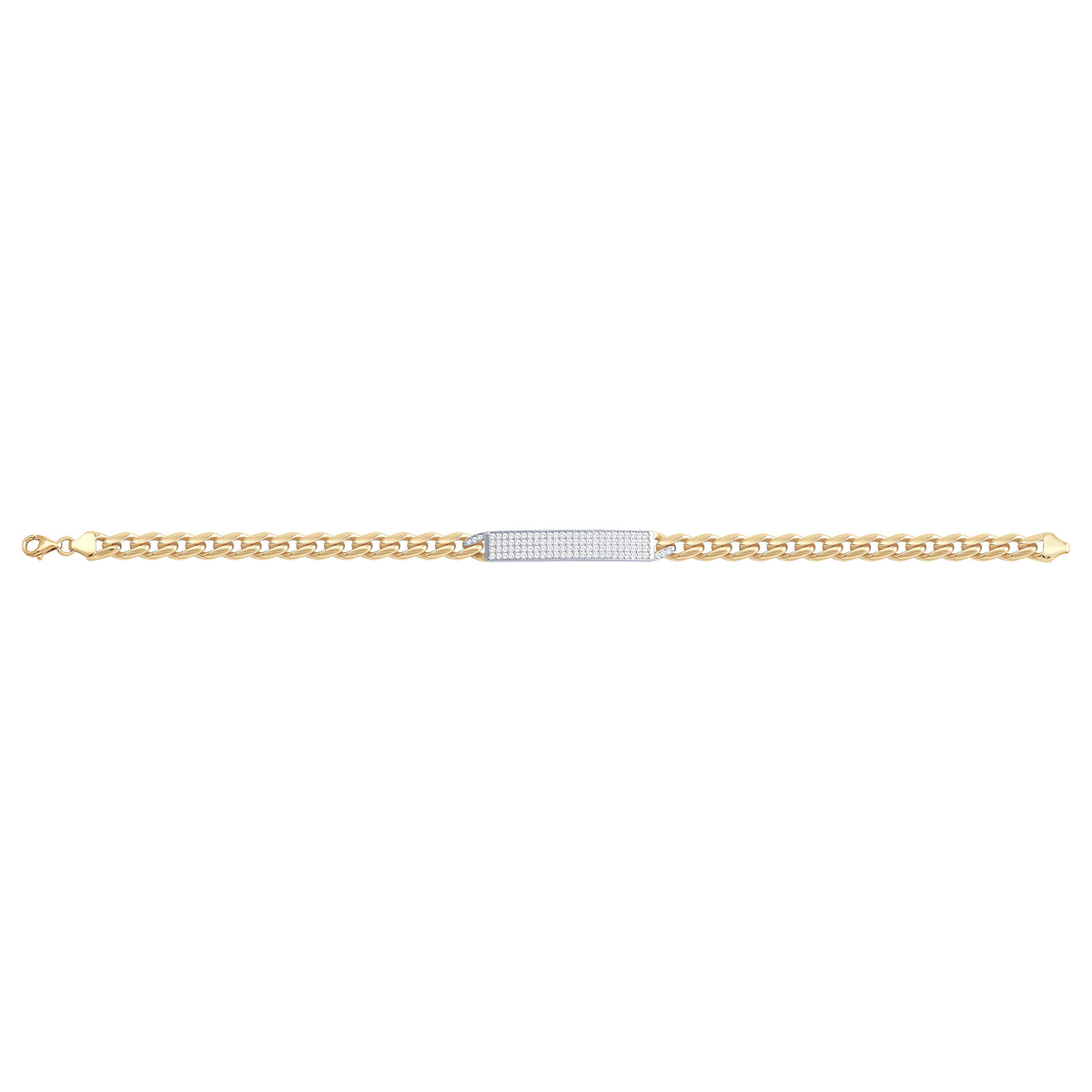 Solid gold tennis bracelet, 9.50 g — shown square on a plain background.