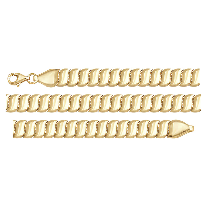 Solid gold braided bracelet, 7.45 g — shown in three rows across the frame.
