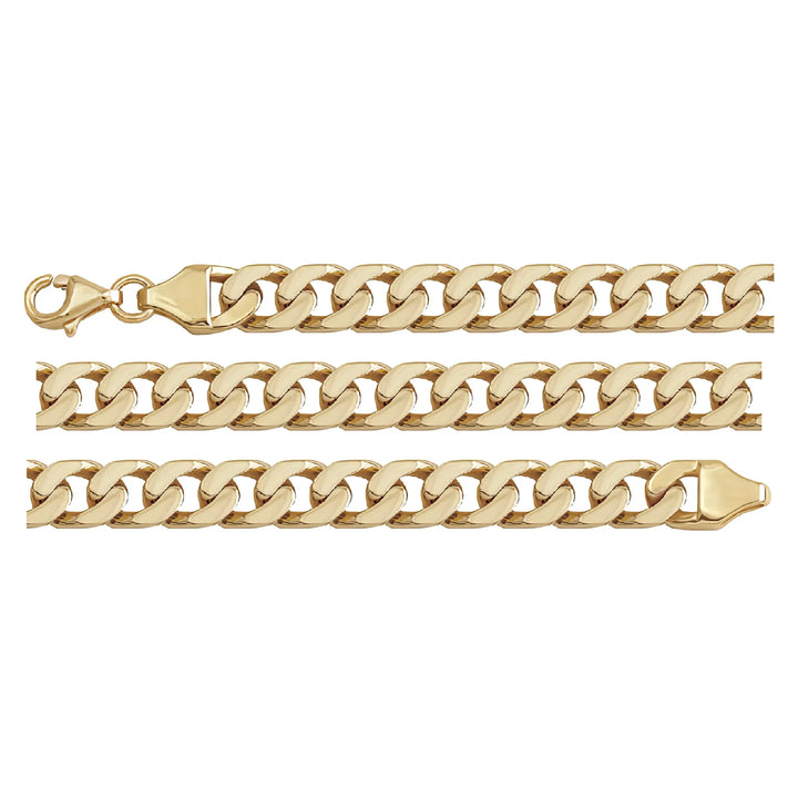 Solid gold curb bracelet, 8.90 g — shown in three rows across the frame.