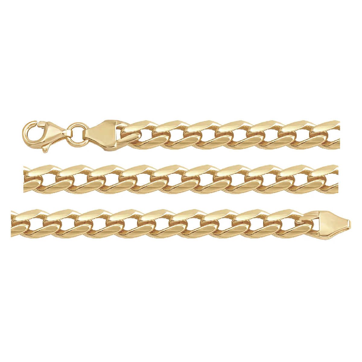 Solid gold brick link bracelet, 8.20 g — shown in three rows across the frame.