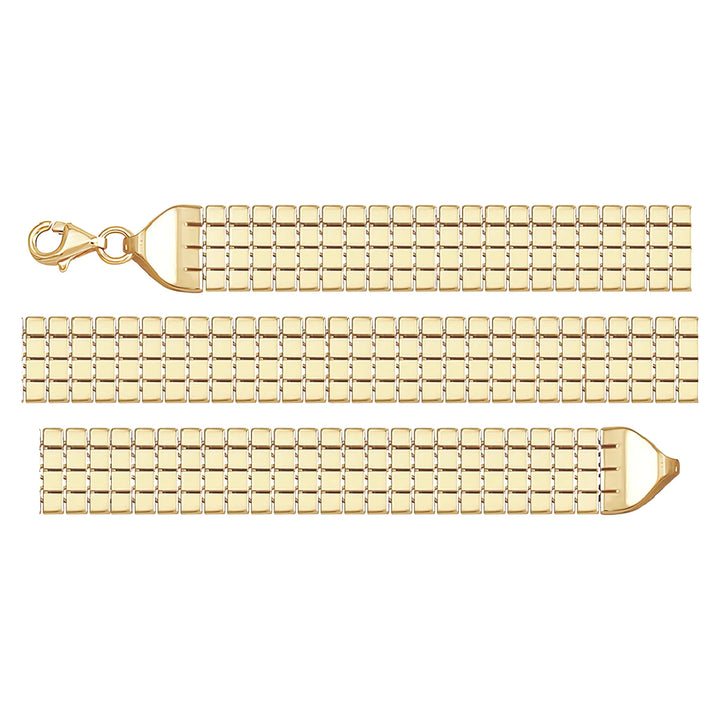 Solid gold brick link bracelet, 8.00 g — shown in three rows across the frame.