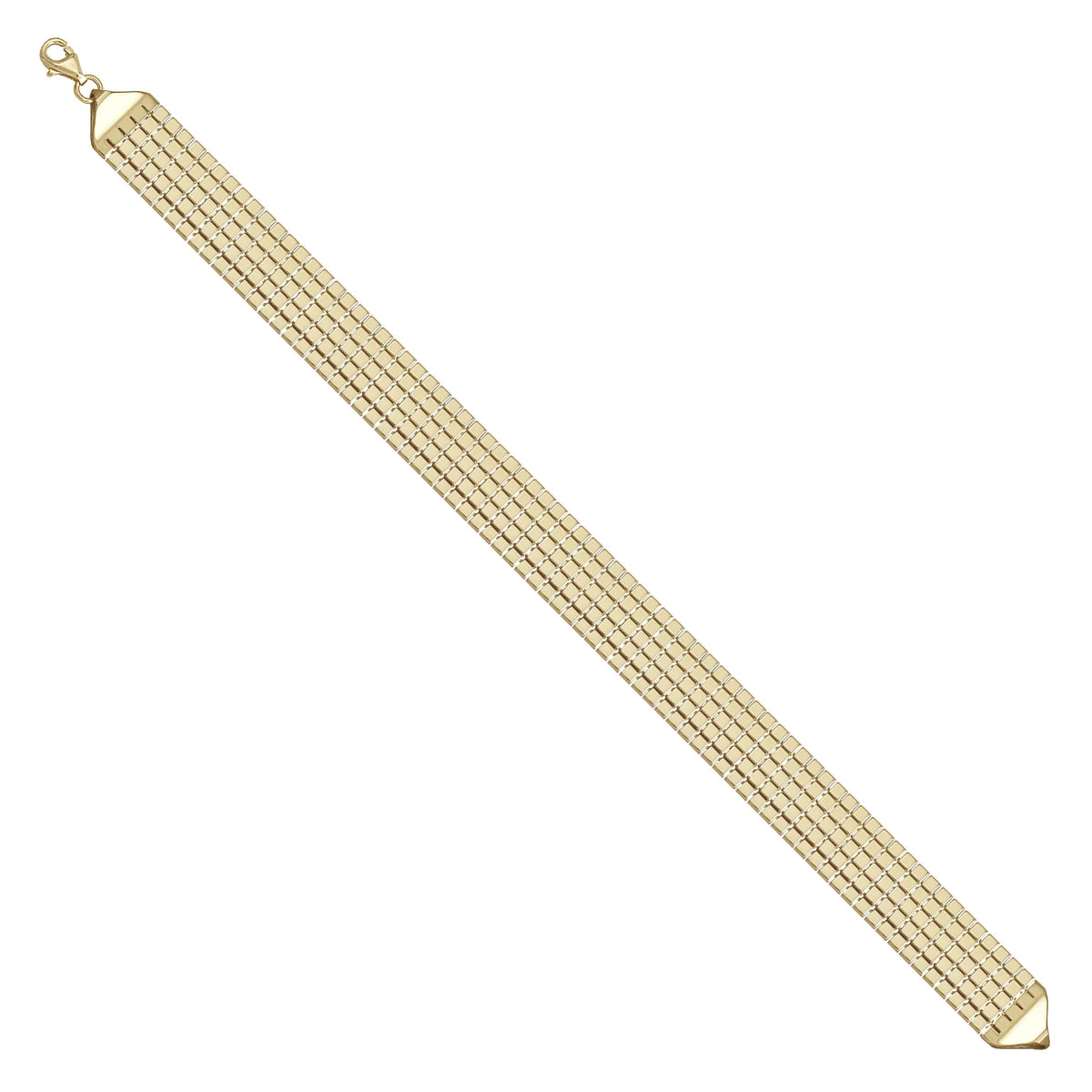 Solid gold brick link bracelet, 9.50 g — shown at an angle across the frame.