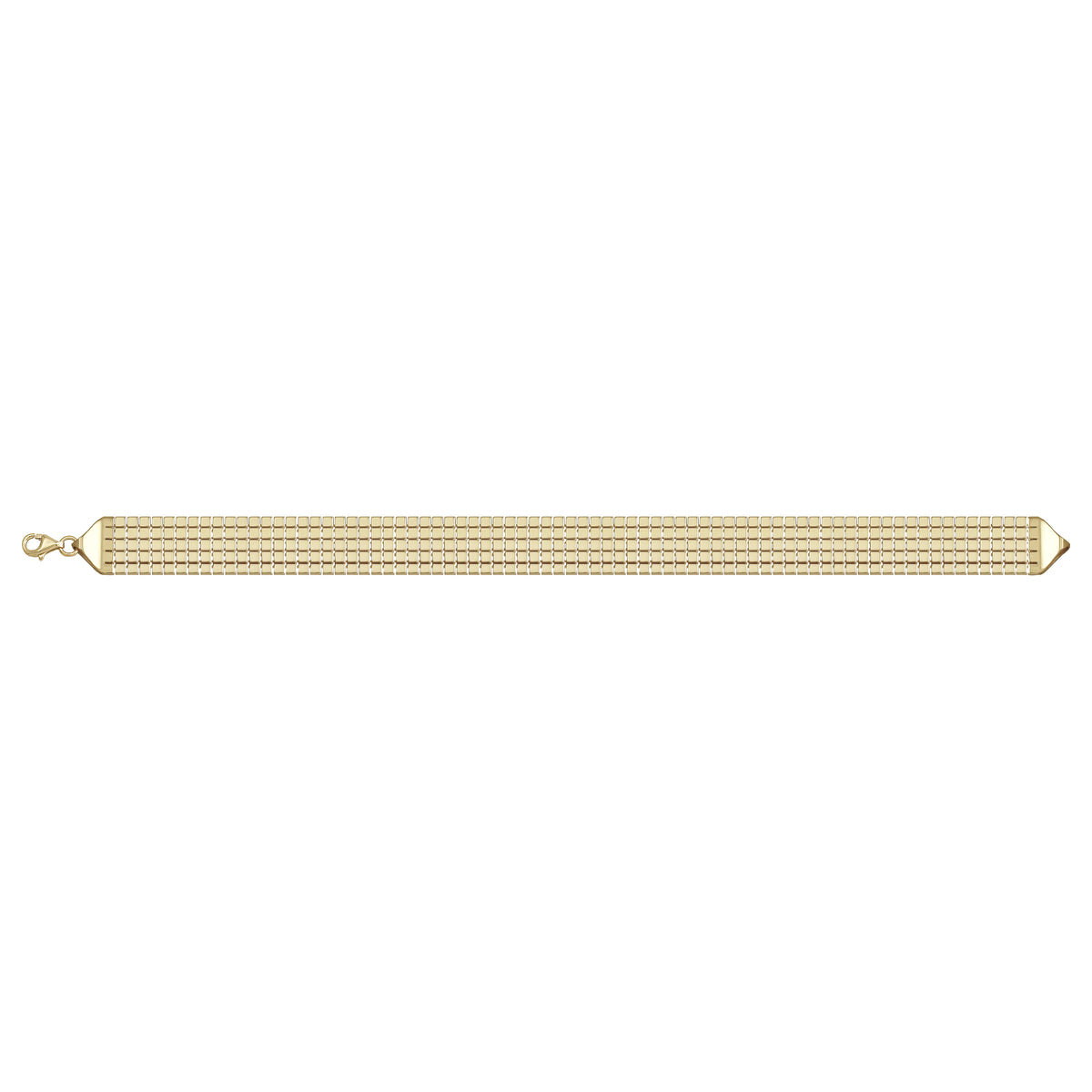 Solid gold brick link bracelet, 9.50 g — shown square on a plain background.