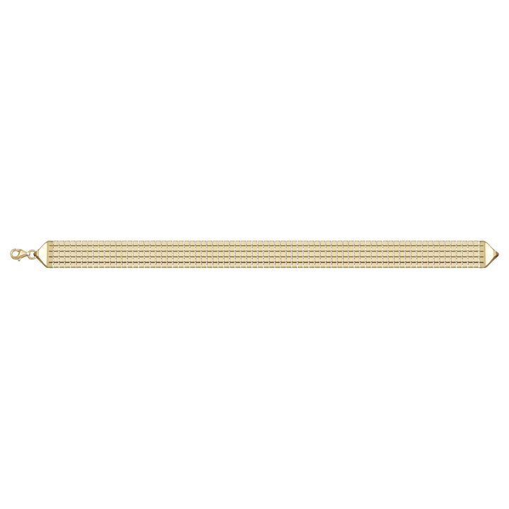 Solid gold brick link bracelet, 9.50 g — shown square on a plain background.