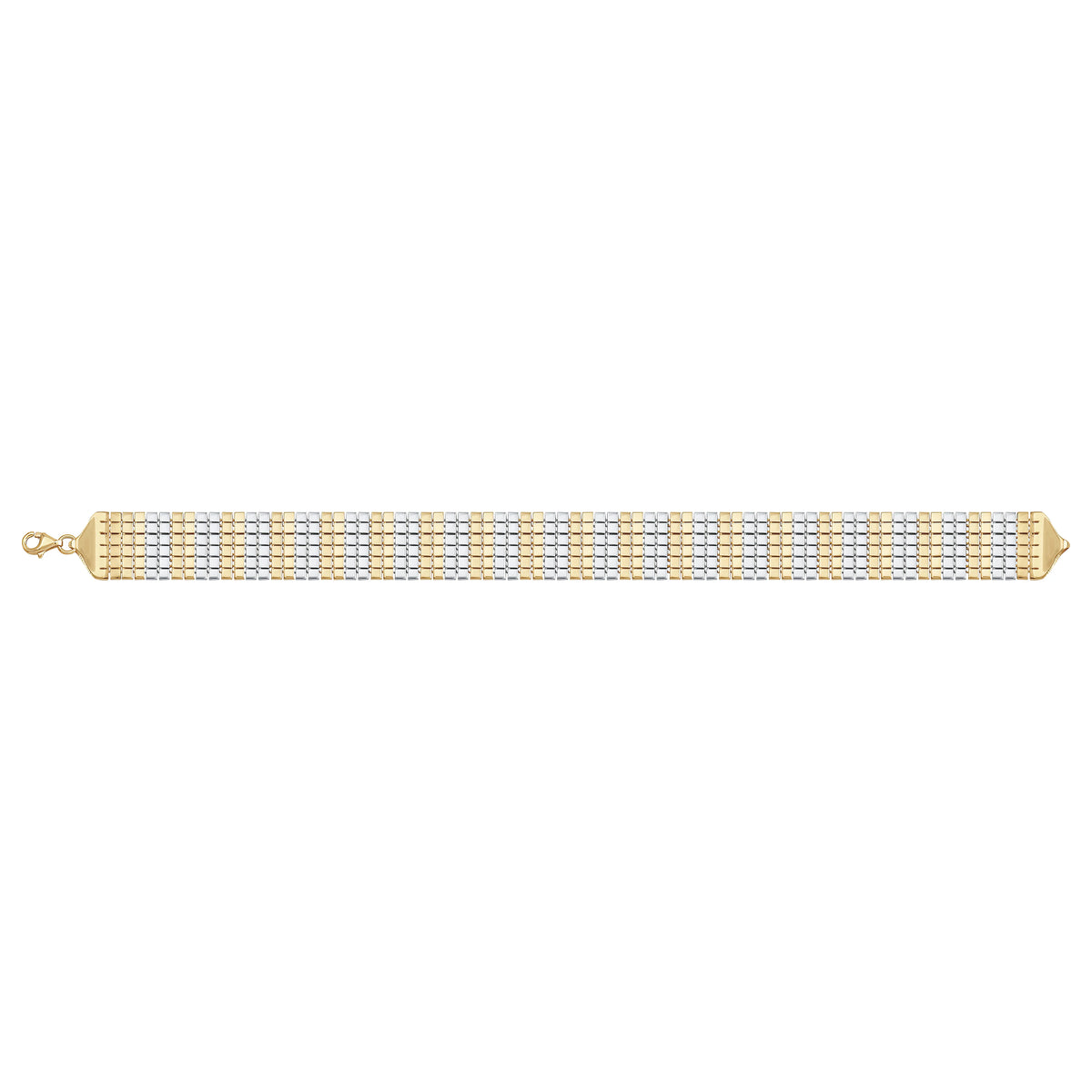 Solid gold brick link bracelet, 11.75 g — shown square on a plain background.