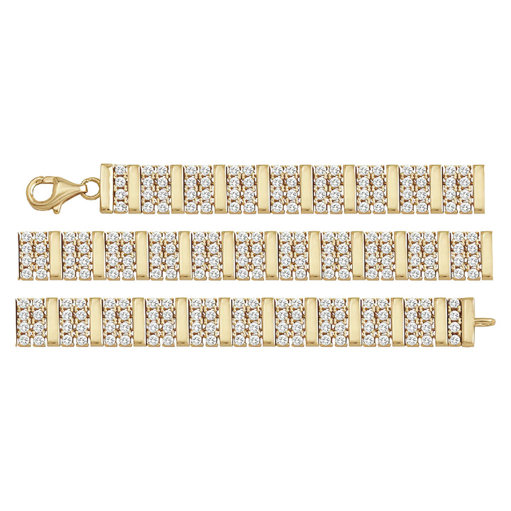 Solid gold brick link bracelet, 12.20 g — shown in three rows across the frame.