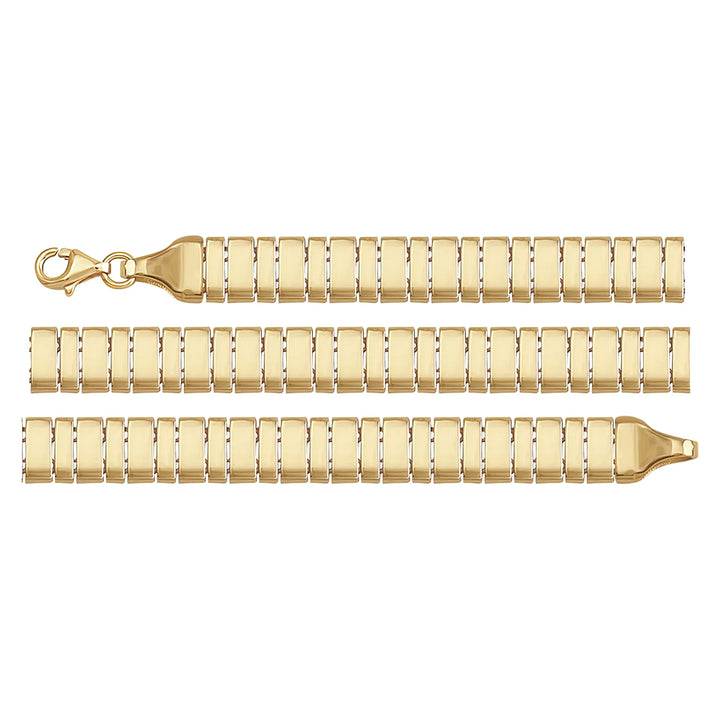 Solid gold bar link bracelet, 11.25 g — shown in three rows across the frame.