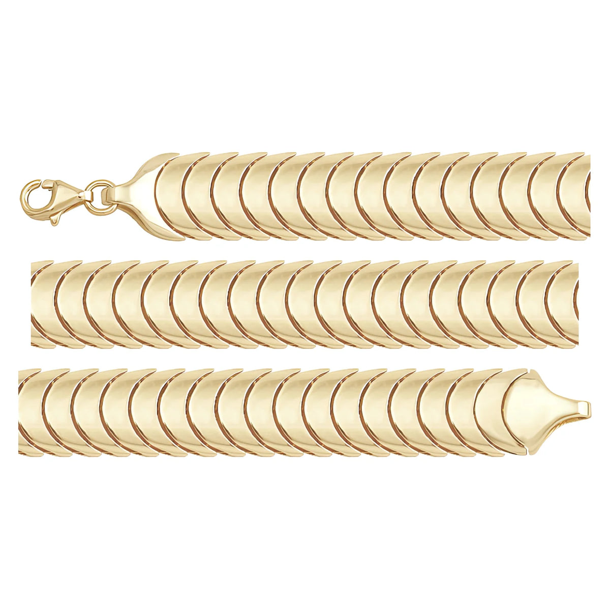 Solid gold braided bracelet, 9.80 g — shown in three rows across the frame.