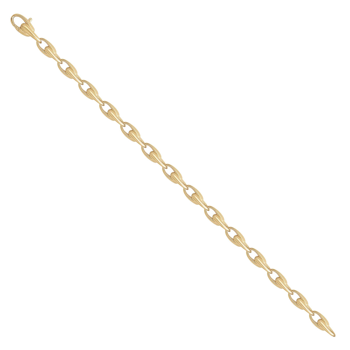 Solid gold mariner bracelet, 10.70 g — shown at an angle across the frame.