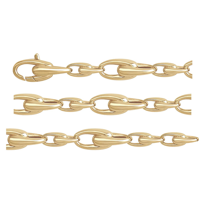 Solid gold mariner bracelet, 13.20 g — shown in three rows across the frame.