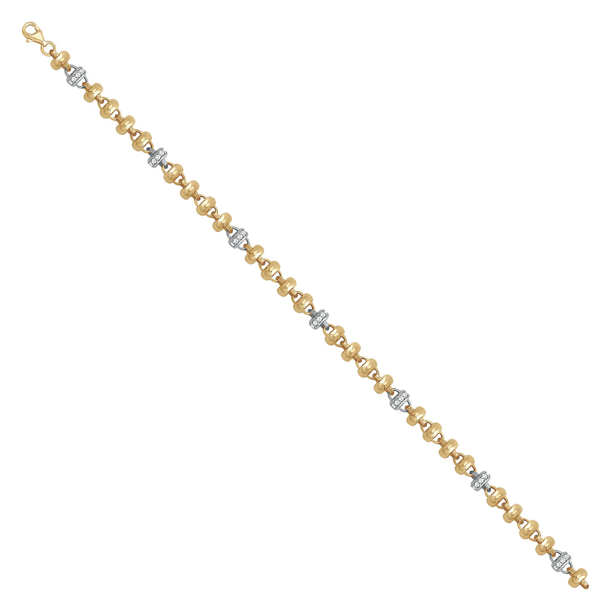 Solid gold fancy link bracelet, 6.50 g — shown at an angle across the frame.