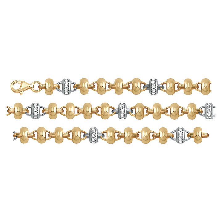 Solid gold fancy link bracelet, 6.50 g — shown in three rows across the frame.