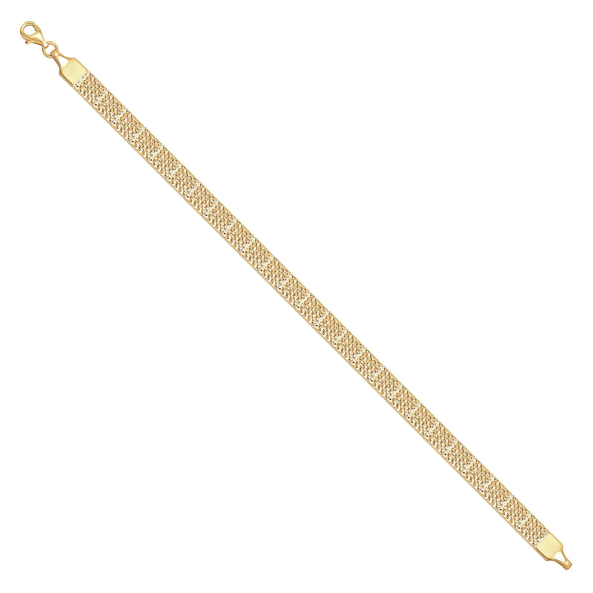 Solid gold brick link bracelet, 7.55 g — shown at an angle across the frame.