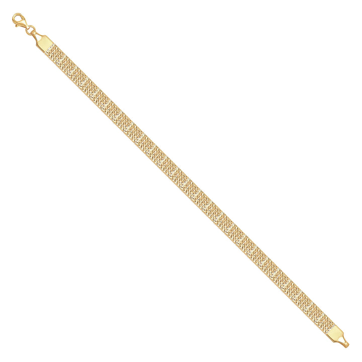 Solid gold brick link bracelet, 7.55 g — shown at an angle across the frame.