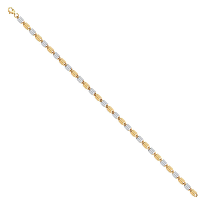 Solid gold fancy link bracelet, 5.60 g — shown at an angle across the frame.