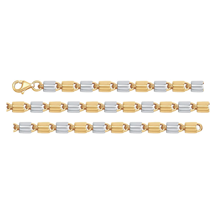 Solid gold fancy link bracelet, 5.60 g — shown in three rows across the frame.