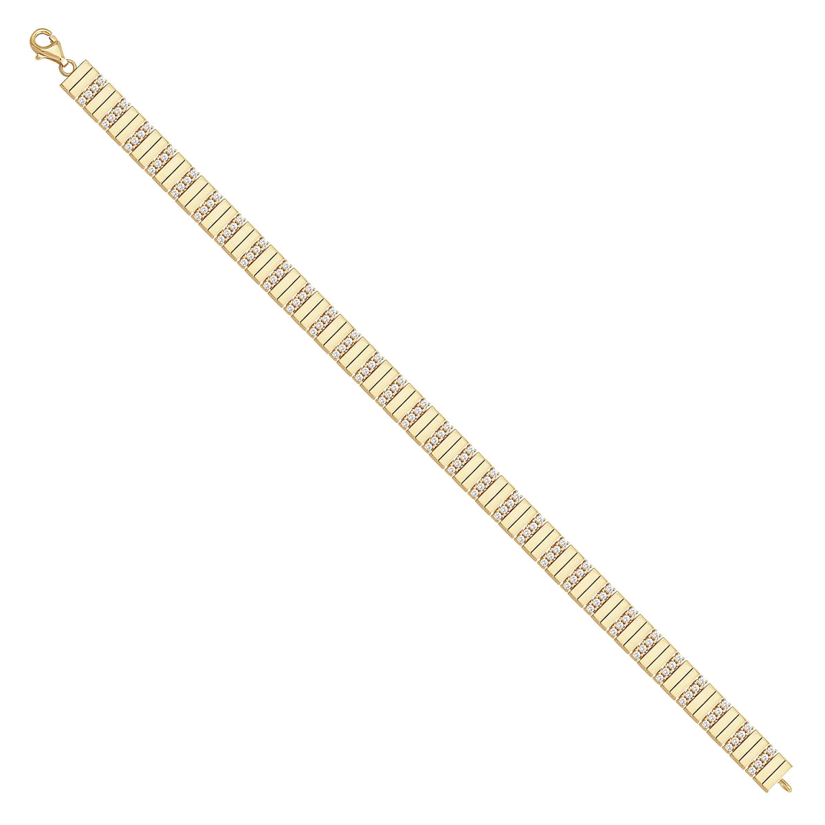 Solid gold bar link bracelet, 9.95 g — shown at an angle across the frame.