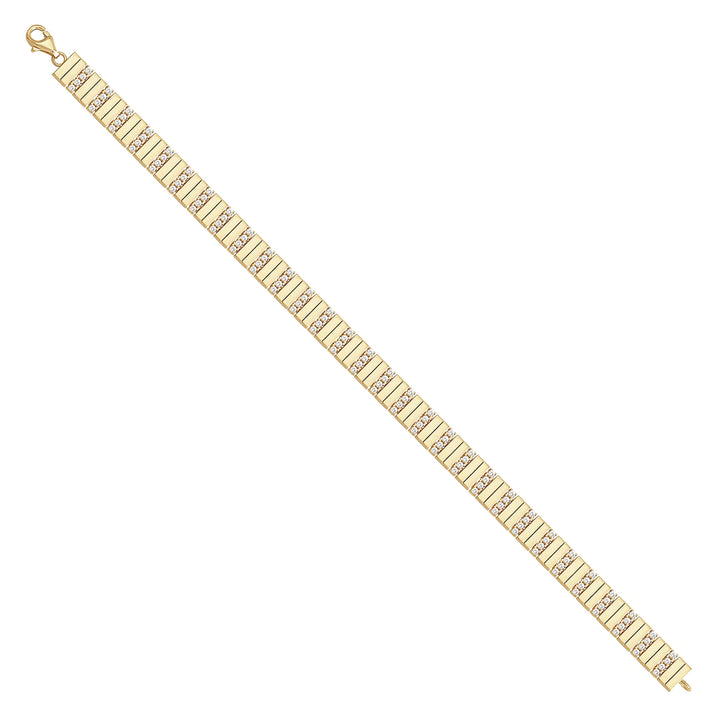 Solid gold bar link bracelet, 9.95 g — shown at an angle across the frame.